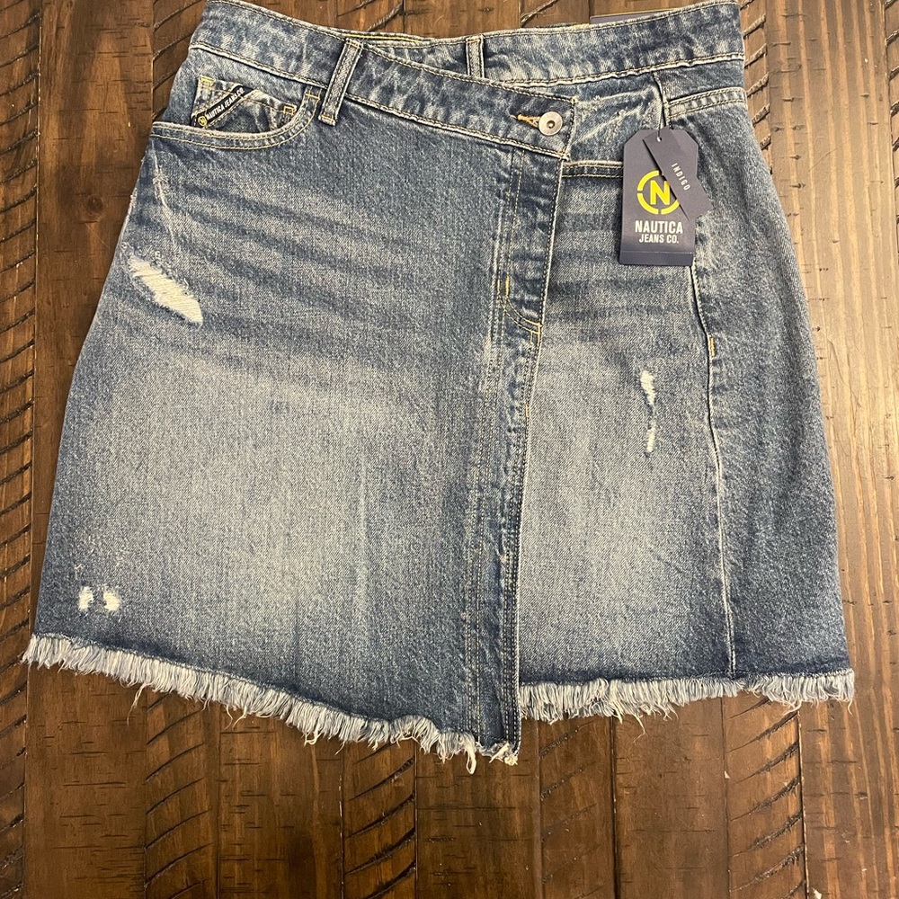 Denim Nautica Asymmetrical Skirt, Size 30, NWT. Retails $70.